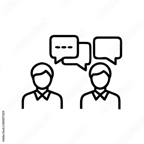 Two people communicating through speech bubbles in a minimal style  