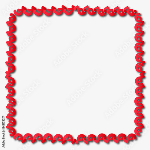 Vintage decorative frame in Gothic style - elegant red frame on transparent background, PNG, 300 DPI, middle ages, hallowen, Christmas.