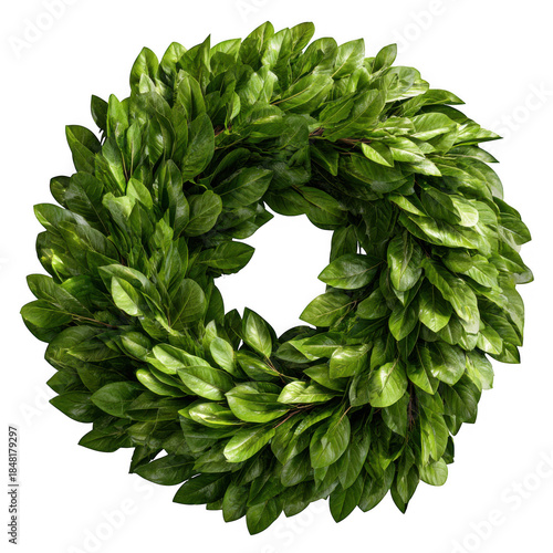 Green wreath isolated on transparent background