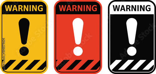 Three warning signs with exclamation marks displayed prominently on a graphic