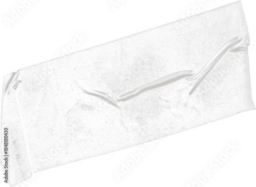 Wrinkled White Masking Tape Strip with Grunge Texture - Isolated Adhesive Paper Piece