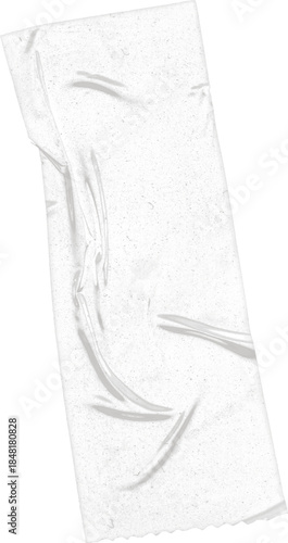 Wrinkled White Masking Tape Strip with Serrated Edge - Isolated Grunge Adhesive Texture Overlay