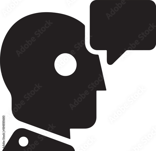 silhouette of man with speech bubble
