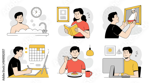 set of business women activities