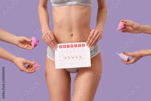 Young woman in panties with...
