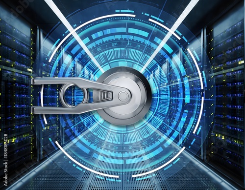 Cybersecurity Illustration Representing Defense Against Breaches, Hacks, and Network Attacks with Robust Digital Protection