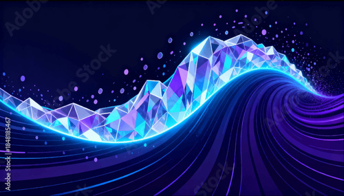 A crystal wave that slows down the particles around itself, a feeling of time distortion. Use science fiction and promos in time-freezing scenes. Vector. EPS.