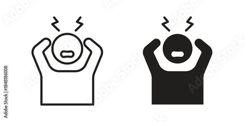 Angry human icon for website, thin line icons. vector logo design
