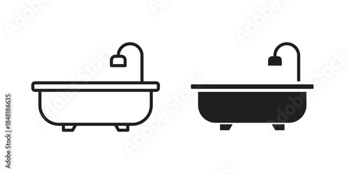 Bathtub cleaning icon for website, thin line icons. vector logo design