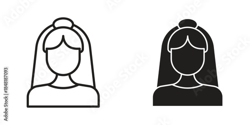 Bride icon for website, thin line icons. vector logo design