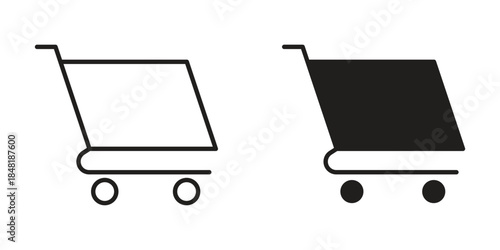 Cart icon for website, thin line icons. vector logo design