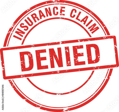 Denied insurance claim stamp with red color