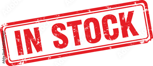 Red in stock stamp on white background