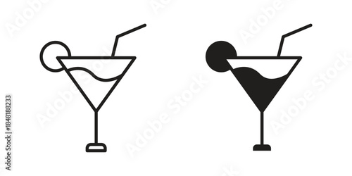 Cocktail icon for website, thin line icons. vector logo design