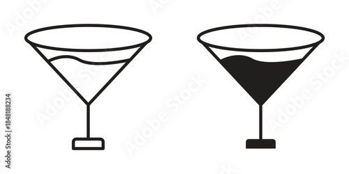 Cocktail icon for website, thin line icons. vector logo design