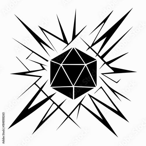 Minimalist geometric diamond shape with sharp explosion lines for energy and focus.