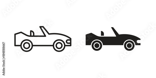 Convertible car icon for website, thin line icons. vector logo design