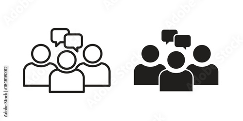 Discussion icon for website, thin line icons. vector logo design