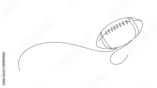 American football line art drawing with a flowing trail on transparent background silhouette