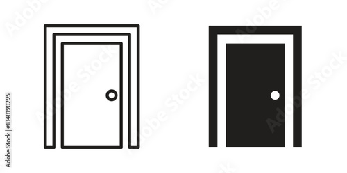 Door icon for website, thin line icons. vector logo design