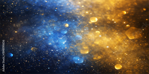 A glowing nebula of water drops sparkles like a starry galaxy across the dark blue cosmos of a winter night sky