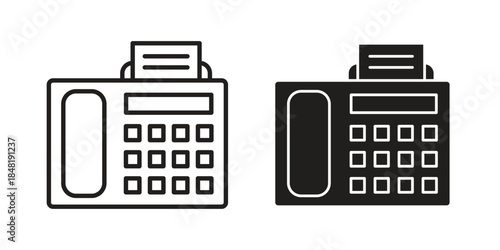Fax machine icon for website, thin line icons. vector logo design