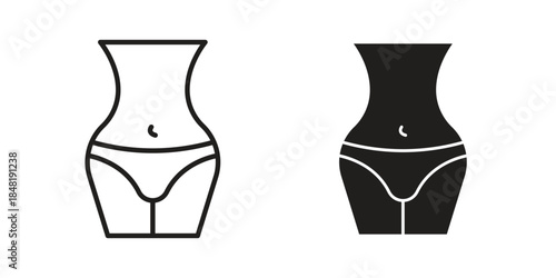 Female hips and waist icon for website, thin line icons. vector logo design
