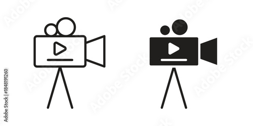 Film making icon for website, thin line icons. vector logo design