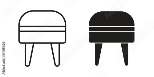 Footstool icon for website, thin line icons. vector logo design