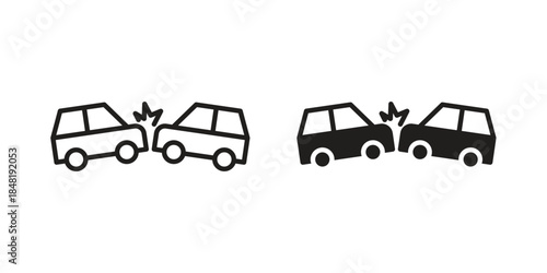 Frontal crash icon for website, thin line icons. vector logo design