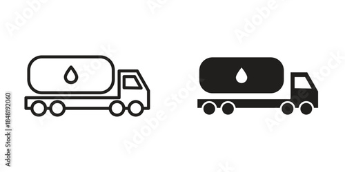 Fuel truck icon for website, thin line icons. vector logo design