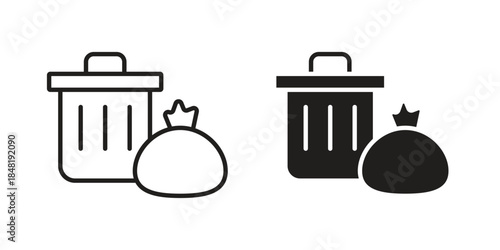 Garbage icon for website, thin line icons. vector logo design