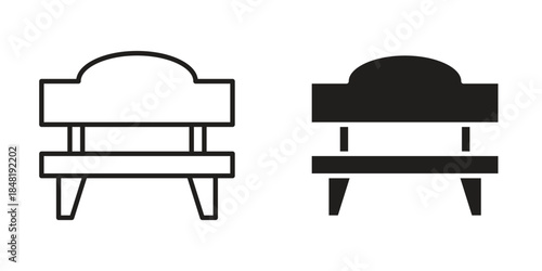 Garden Bench icon for website, thin line icons. vector logo design