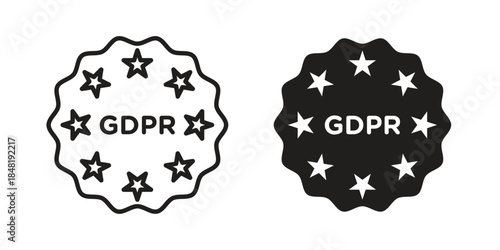 GDPR icon for website, thin line icons. vector logo design