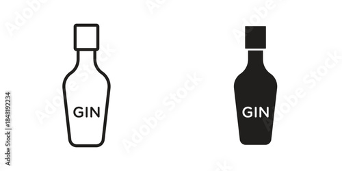 Gin icon for website, thin line icons. vector logo design