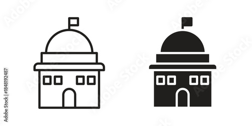 Government building icon for website, thin line icons. vector logo design