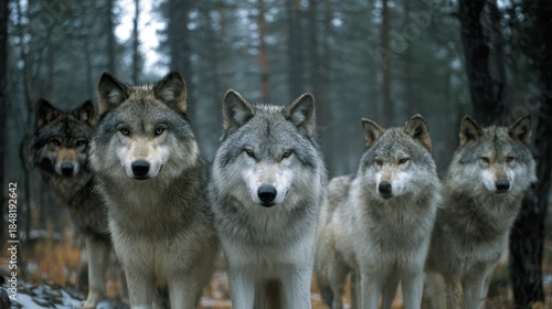 Dynamic Canine Clutch: Eastern Wolves in Cohesive Unity Illustrating Mammal Behavior