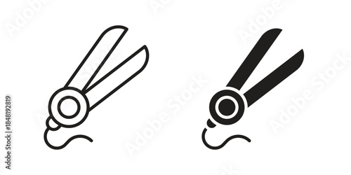 Hair curler icon for website, thin line icons. vector logo design