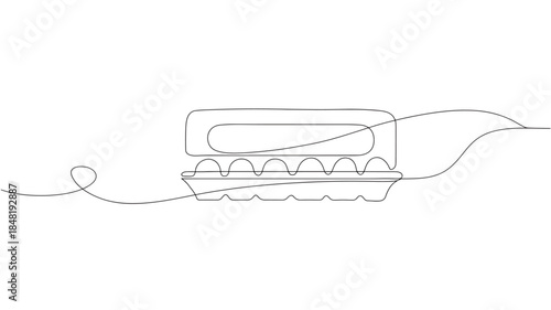 Continuous line drawing of an iron with cord on transparent background silhouette