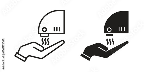 Hand dryer icon for website, thin line icons. vector logo design