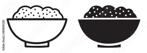 Rice Bowl Icon set Vector Illustration for Food, Asian Cuisine, and Dining Design