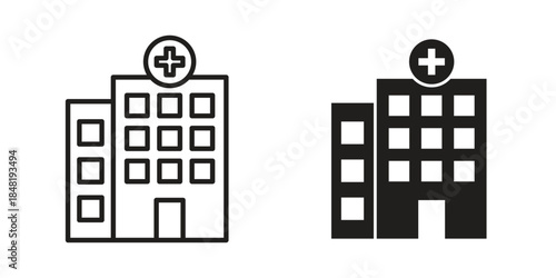 Hospital icon for website, thin line icons. vector logo design