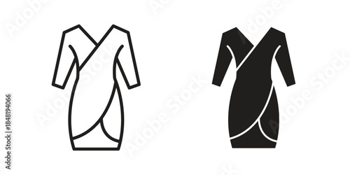 Jersey wrap dress icon for website, thin line icons. vector logo design