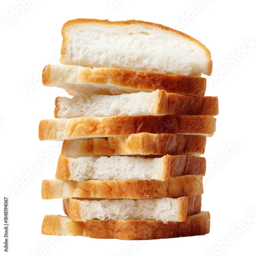 Stack of Sliced Bread Arranged on a Clean Surface for Breakfast or Snack Prep...