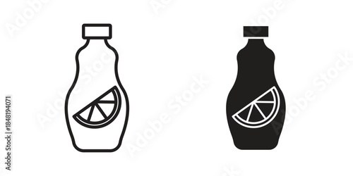 Juice bottle icon for website, thin line icons. vector logo design