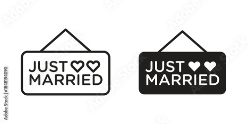 Just married icon for website, thin line icons. vector logo design