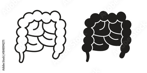 Large intestine icon for website, thin line icons. vector logo design