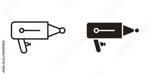 Laser gun icon for website, thin line icons. vector logo design