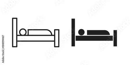 Laying in bed icon for website, thin line icons. vector logo design