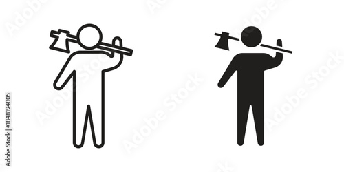 Lumberjack icon for website, thin line icons. vector logo design